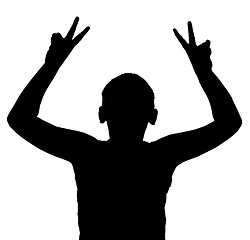 Image showing Isolated Boy Child Gesture Peace or Victory Sign