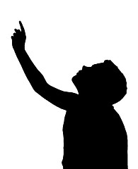 Image showing Isolated Boy Child Gesture Pointing Upwards