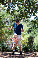 Image showing father and son on a swing