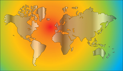 Image showing world map in rainbow colors