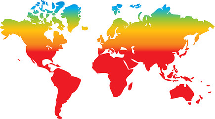 Image showing world map in rainbow colors