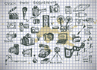 Image showing hand drawn photographer accesories