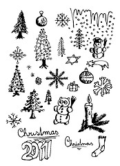 Image showing hand drawn christmas icons