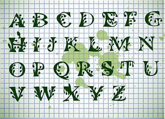 Image showing hand writen green alphabet 