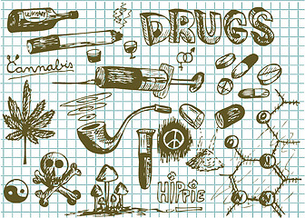 Image showing hand drawn drugs symbols 