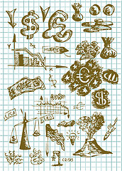 Image showing hand drawn money symbols 