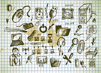 Image showing hand drawn computer icons