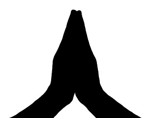 Image showing Silhouette Vector Praying Hands Front on White