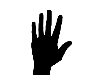 Image showing Silhouette Vector Raised Hand on White