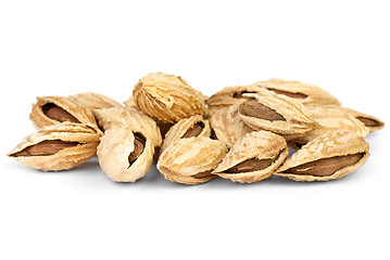 Image showing Few roasted cracked uzbek almonds