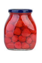 Image showing Strawberries conserved in the glass jar