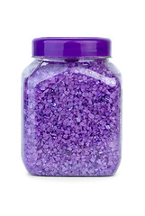 Image showing Bath ingredients: Jar filled with lavender sea salt