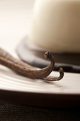 Image showing Panna Cotta with chocolate and vanilla beans