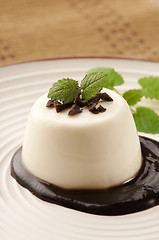 Image showing Panna Cotta with chocolate and vanilla beans