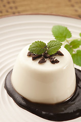 Image showing Panna Cotta with chocolate and vanilla beans