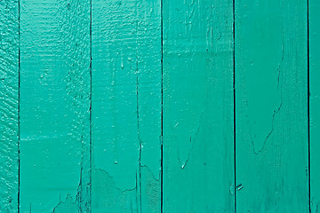 Image showing Wooden turquoise fence