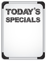 Image showing Whiteboard with Today's Specials Message written with Chalk