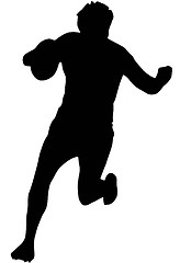 Image showing Sport Silhouette - Rugby Runner Blocking