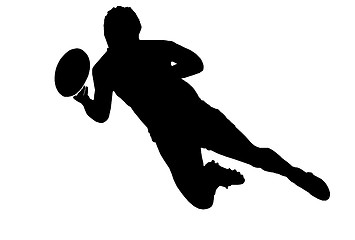 Image showing Sport Silhouette - Rugby Football Scrumhalf Passing Ball