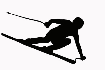 Image showing Sport Silhouette - Speeding Skier