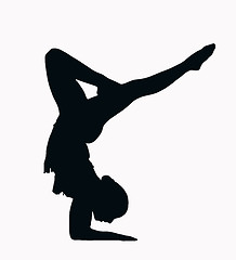 Image showing Sport Silhouette - Female Gymnast doing arm stand