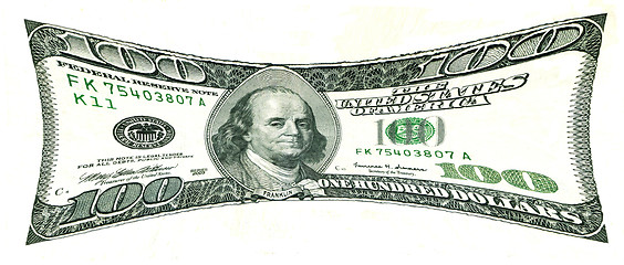 Image showing Pressurized 100 US Dollar Bill