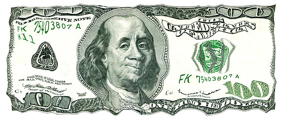 Image showing Shaky 100 US Dollar Bill