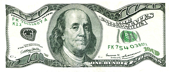 Image showing Shaky 100 US Dollar Bill