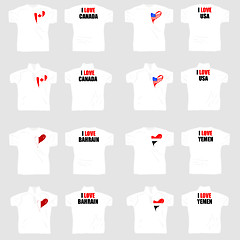 Image showing white t shirt with country flags in love heart