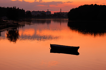 Image showing Reservoir after sunset