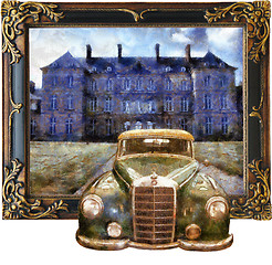 Image showing Vintage cars (3D oil painting)