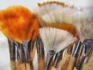 Image showing Pastel Drawing of Artistic Painting Brush Display