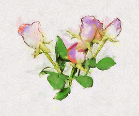 Image showing Pink Roses Oil Painting