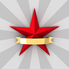 Image showing Red star and gold ribbon