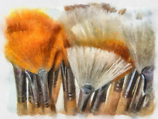 Image showing Water Painting of Artistic Painting Brush Display