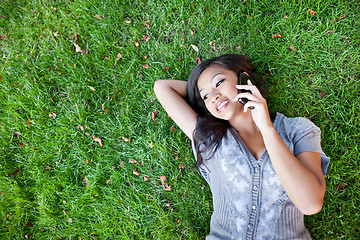 Image showing Asian student on the phone