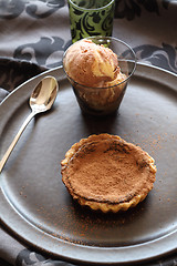 Image showing Chocolate Tart And Ice Cream