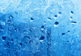 Image showing frozen water drops on winter glass