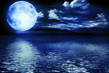 Image showing Full moon reflected in water