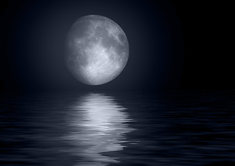 Image showing Full moon reflected in water