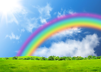 Image showing Rainbow in the blue sky