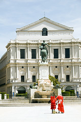 Image showing Madrid opera with statue Spain