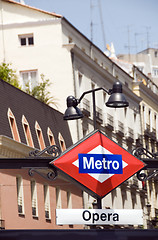 Image showing metro sign for opera station Madrid Spain