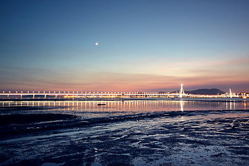 Image showing sunset in hongkong and kong sham western highway