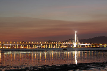 Image showing sunset in hongkong and kong sham western highway