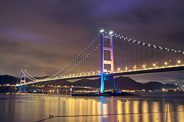 Image showing Tsing Ma Bridge in Hong Kong at night