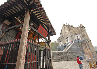 Image showing Macao scenery of panorama with Chinese traditional temple, ruins