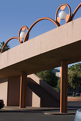 Image showing Unique Brass Lighting along the Bridge