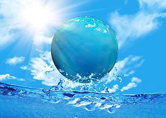 Image showing Globe floating on water