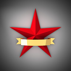 Image showing Red star and gold ribbon